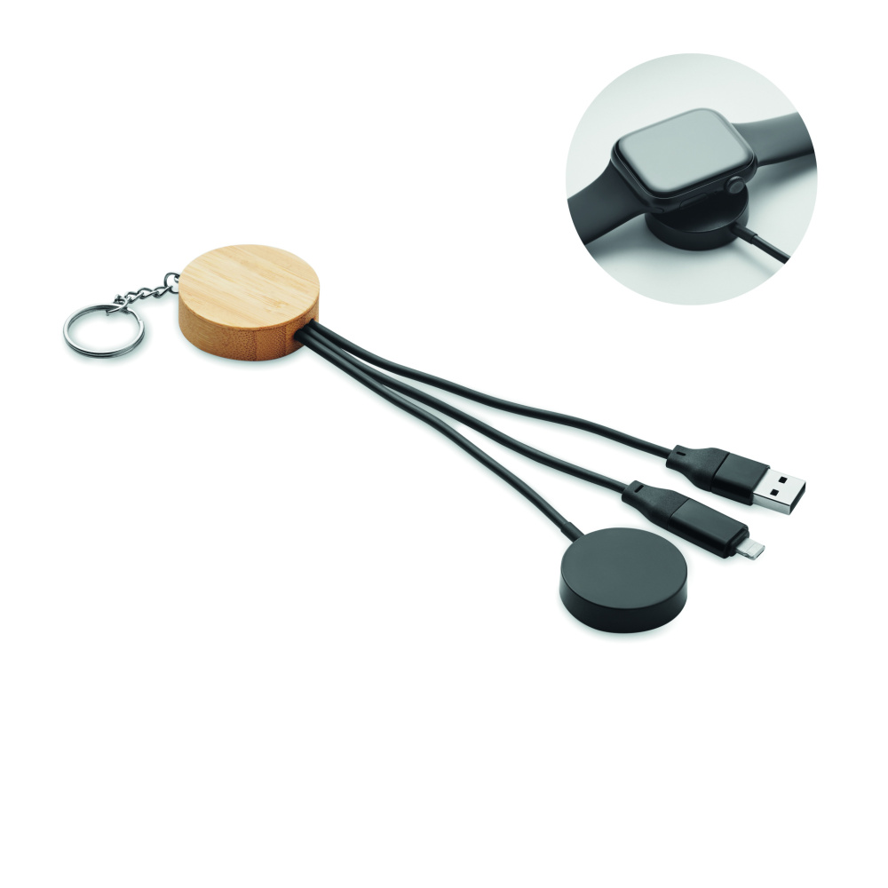 Logo trade promotional giveaways image of: Key ring with 4 in 1 60W cable